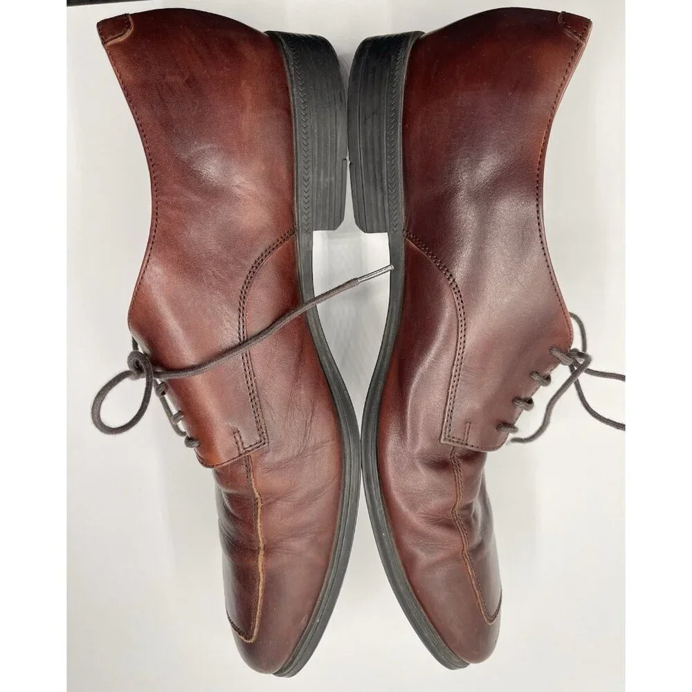 COLE HAAN Mens Casual Dress Shoes Fine Brown Leather Lace Up Oxfords Size 11 1/2